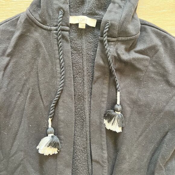 Loft Black Cardigan Sweater With Tassels-Size S - Picture 4 of 6